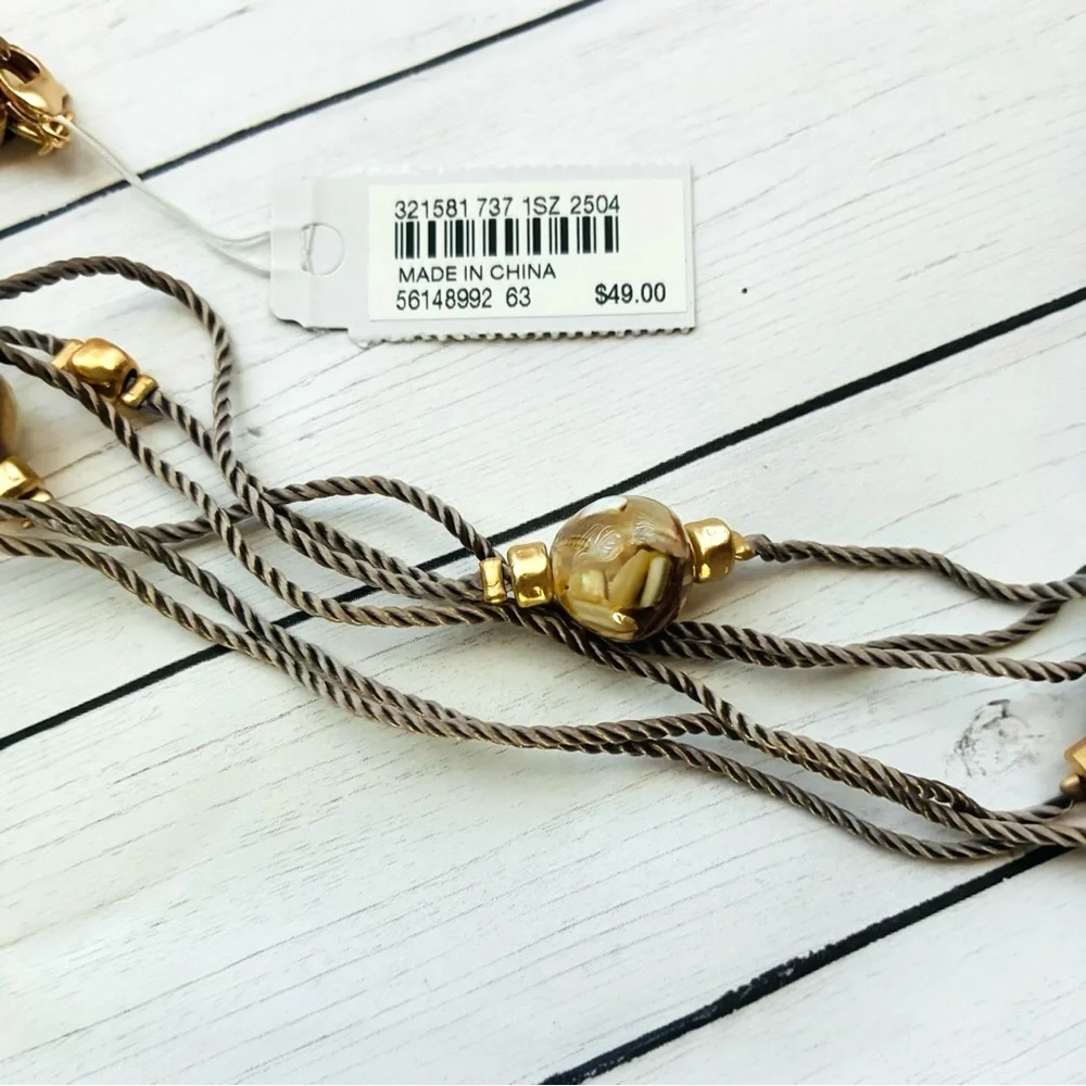 NEW NWT J. Jill Gold Marbled Glass Bead Taupe Rope Multi-Strand Necklace $49 Tag - Picture 2 of 4